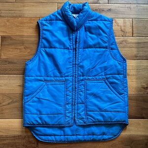 Vtg 70s Big Smith electric blue puffer vest